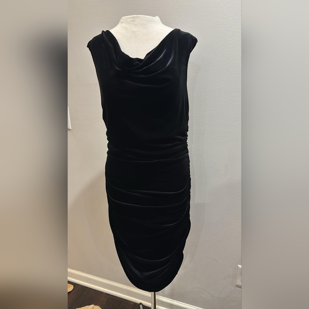 H&M Black Draped Midi Dress